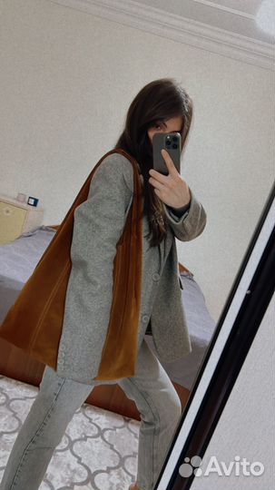 Сумка шопер натуральная замша