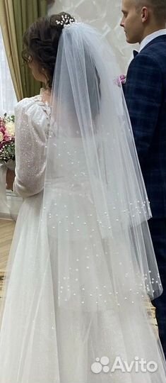 Свадебная фата с бусинами