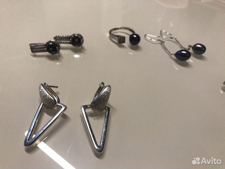 Серебряное кольцо серьги