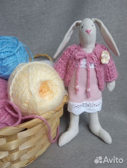 Зайка тильда, текстильный ручной работы, 18 см