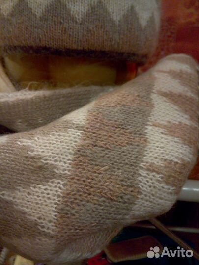 Шапка шарф варежки. Мохер