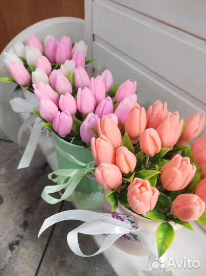 Тюльпаны из мыла ручной работы к 8 марта