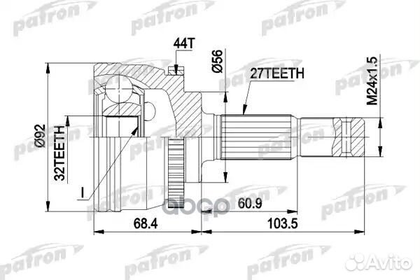 ШРУС наружн к-кт 27x56x32 ABS:44T nissan: prime