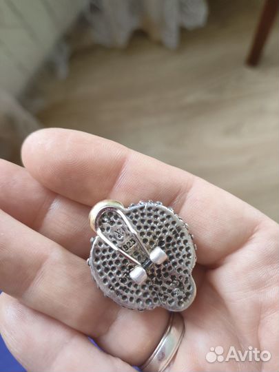 Серебряные серьги (925 пр.)с чернью и с позолотой