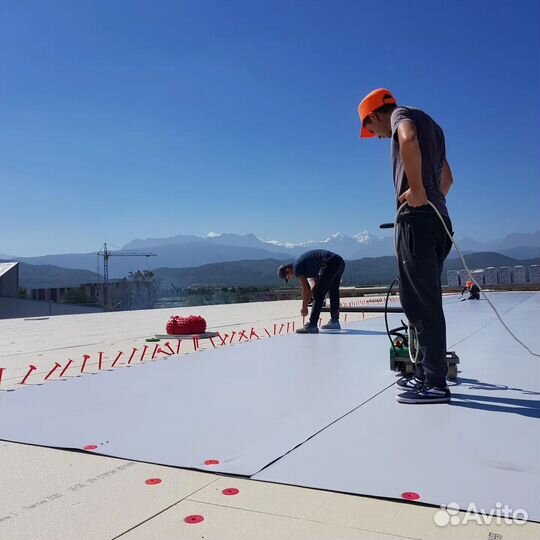 Монтаж плоской кровли из мембраны пвх, с НДС