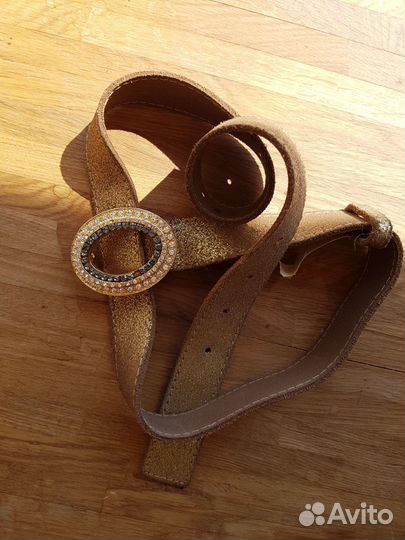 Ремень кожаный золотистый (Италия)