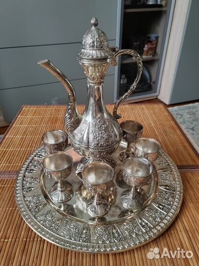 Коньячный набор кувшин паднос стопки хром