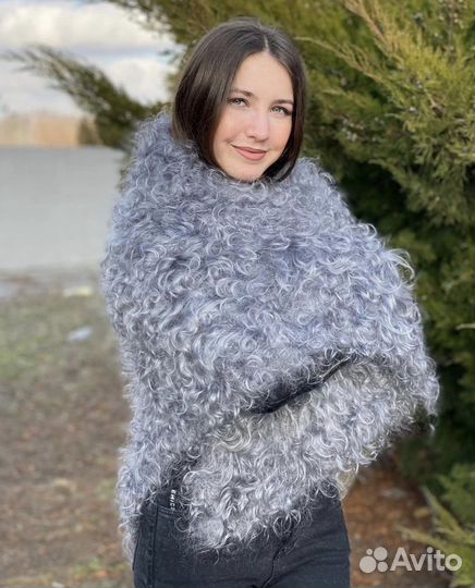 Пуховая косынка кудрявая Козий пух