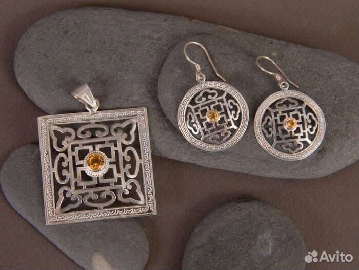 Серьги с цитрином