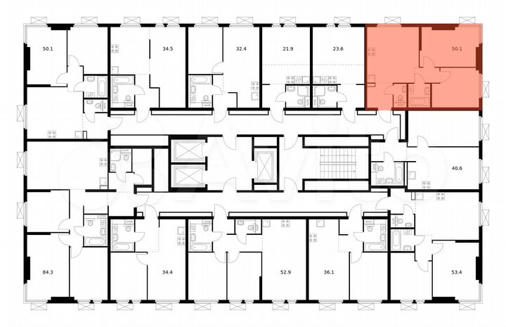 2-к. квартира, 50,1 м², 18/22 эт.