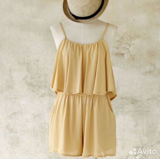 Шифоновый комбинезон. Женский. Бежевый Новый