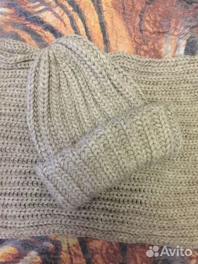 Шапка и снуд новый комплект очень крупная вязка