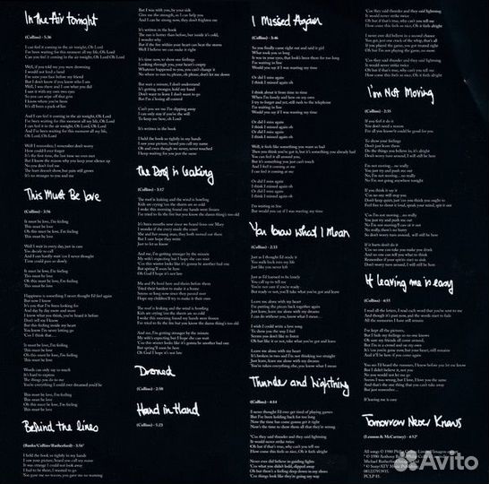 Виниловая пластинка WM Phil Collins Face Value (18