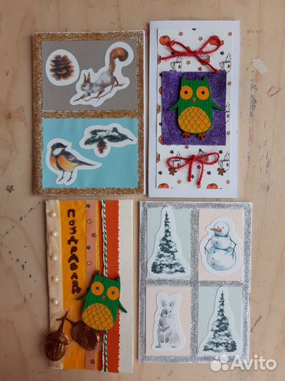 Открытки ручной работы на новый год