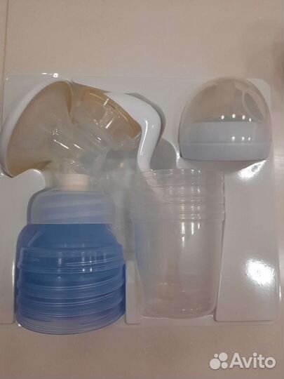 Молокоотсос Avent ручной с бутылочками и ёмкостями