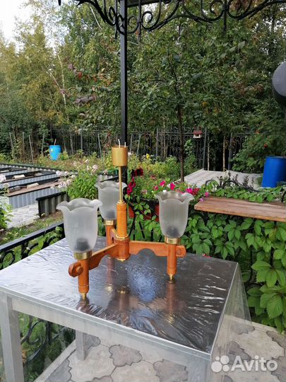 Деревянная люстра в баню