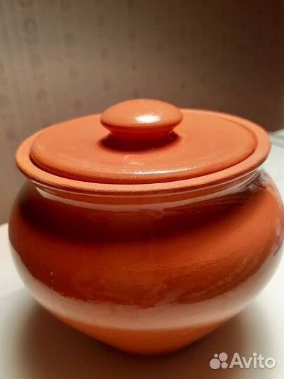 Горшок с крышкой, керамический, пищевой
