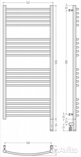 Сунержа Богема 3.0 выгнутая 1200х500 мэм правый Зо