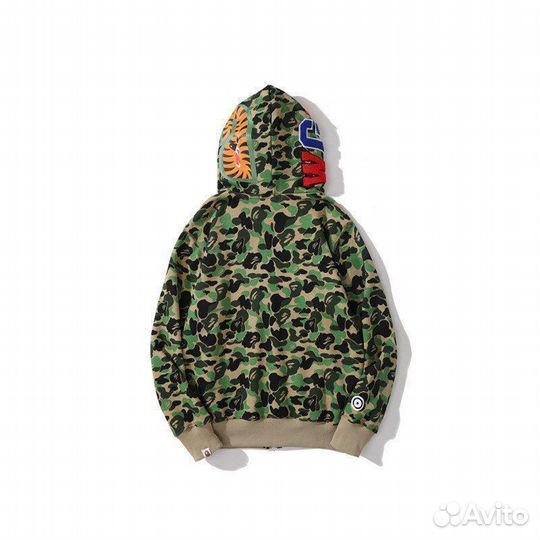 Зип худи Bape full zip double hood зелен