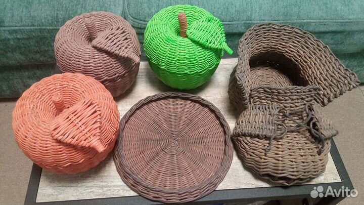 Корзины плетёные из бумажной лозы