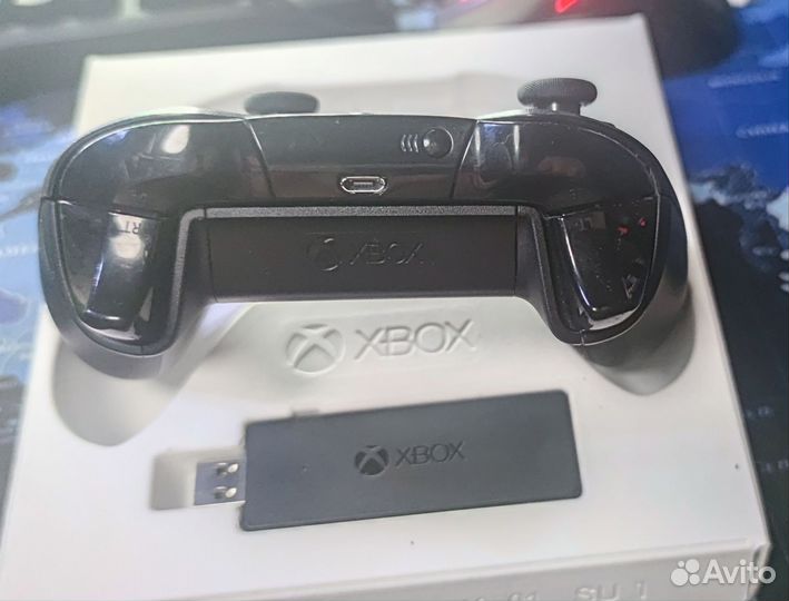 Геймпад Xbox One / PC чёрный c адаптером