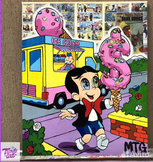 Деньги на холсте Скрудж Макдак картина Дональд Дак