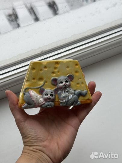 Салфетница керамическая сыр и мышата