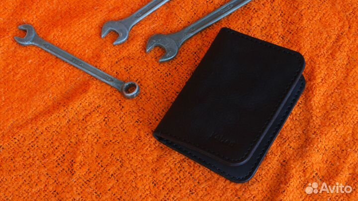 Обложка для автодокументов натуральная кожа ручная