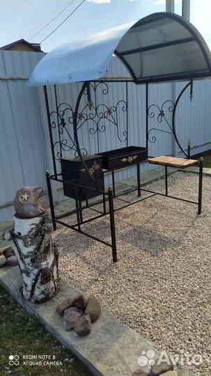 Мангал с печью под казан и крышей