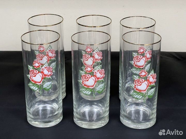 Стаканы тонкое стекло 350 мл Роза 6 шт