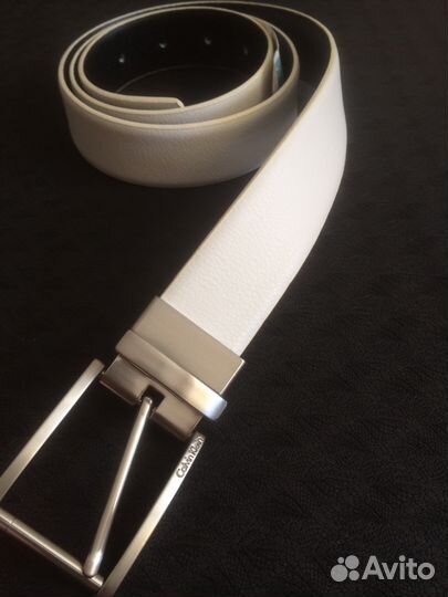 Ремень кожаный Новый Calvin Klein белый - черный