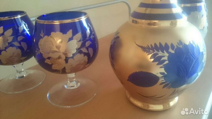 Цветной хрусталь Богемия СССР ваза бокалы