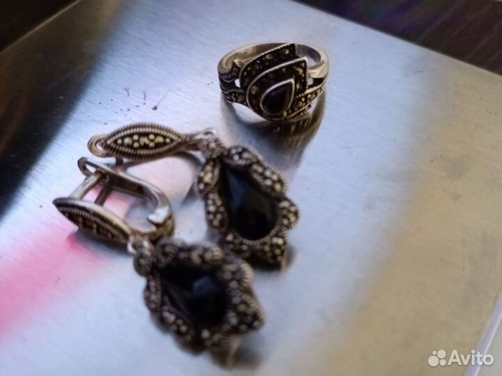 Кольцо и серьги серебро