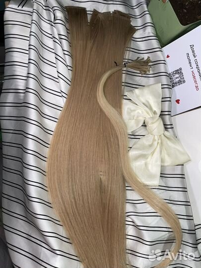Волосы для наращивания 60 см тёплый блонд