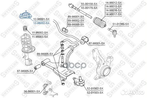 12-98002-SX опора амортизатора переднего усиле