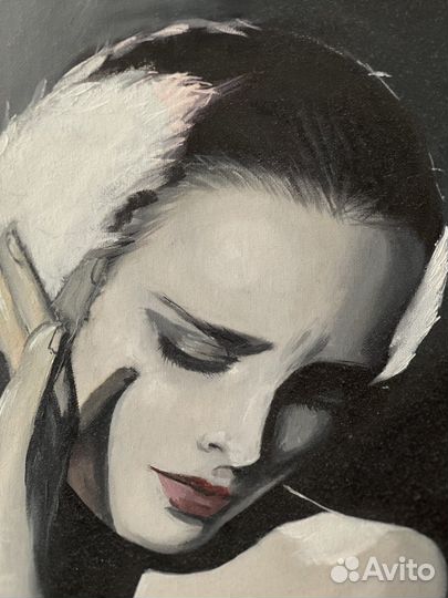 Картина маслом «Черный лебедь»