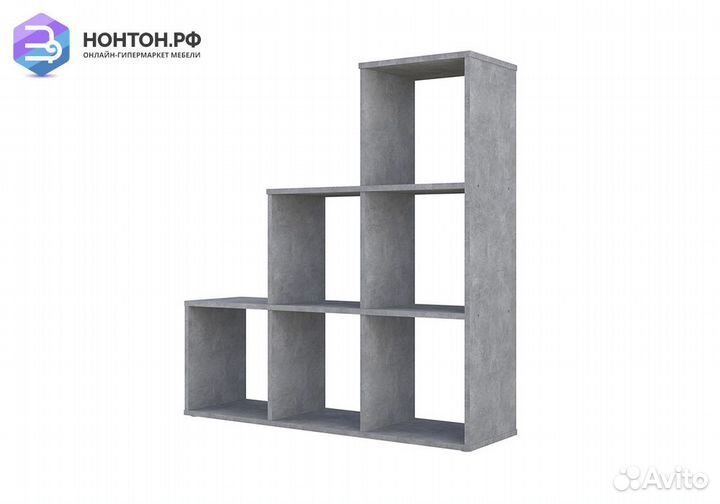 Стеллаж каскадный Polini home Smart 6 секций бетон