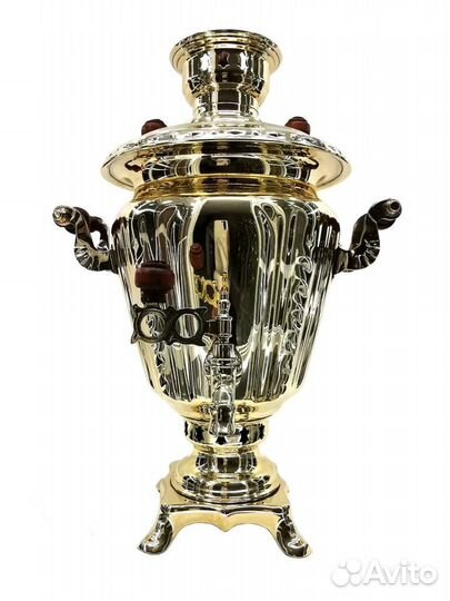 Современный самовар на дровах латунный Рюмка 2,7л