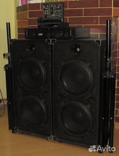 Колонки Pro 1500W Усилитель Микшер Микрофон Стойки