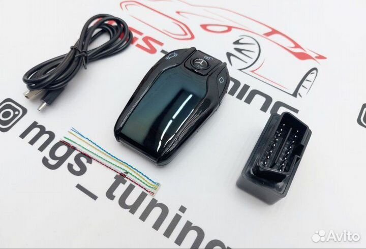 Смарт ключ Mercedes дизайн BMW черный с экраном