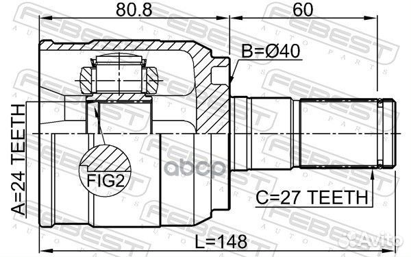 Шрус внутренний левый 24X40X27 1211CRE20LH Febest