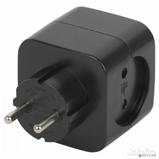 Эра Б0049535 Разветвитель электрический SP-2-USB-B на 2 розетки 220V + 2xUSB 2400mA, без заземл 10А