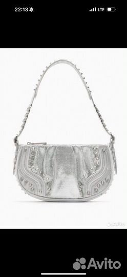 Сумка Zara серая со стразами