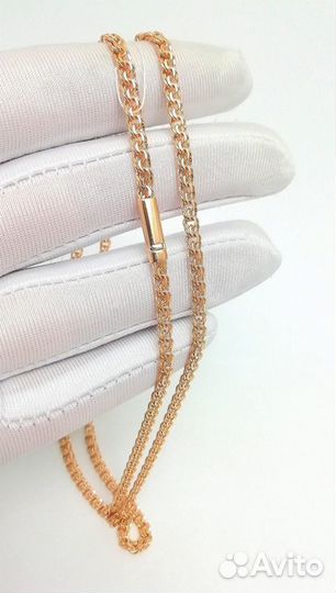 Золотая цепочка Бисмарк из красного золота 585 про