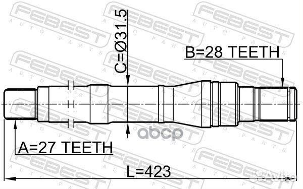 Полуось правая 28x423x27 (hyundai santa FE (CM)