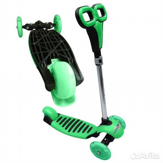 Самокат трехколесный складной F11814 цв. зеленый