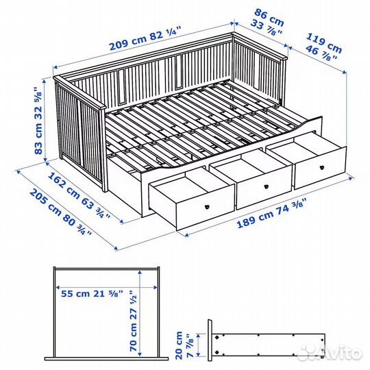 Кровать кушетка IKEA хемнэс