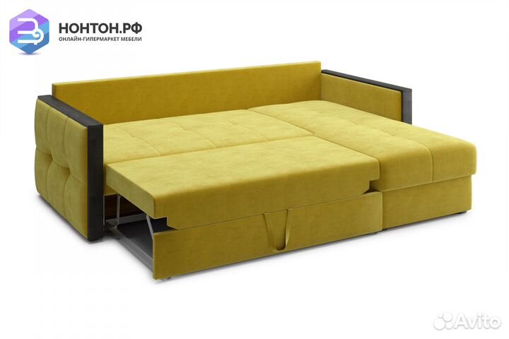 Диван угловой дельфин Инсайд горчичный