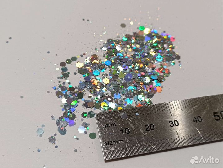 Блестки глиттеры 50гр серебристые зеркальные