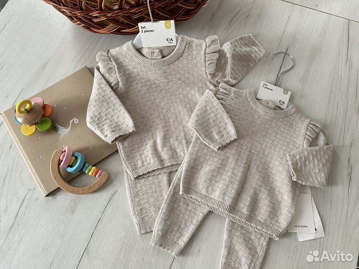 Комплект на девочку новый вязаный 56 62